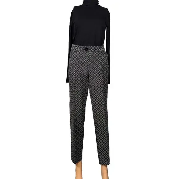 Nanette Lepore Pants Women’s Size 10 Ankle Long Black White Geometric Work Wear - Picture 2 of 9